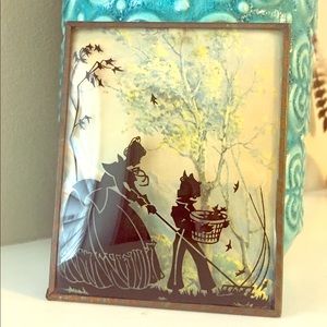 Vintage mother son fall glass art picture